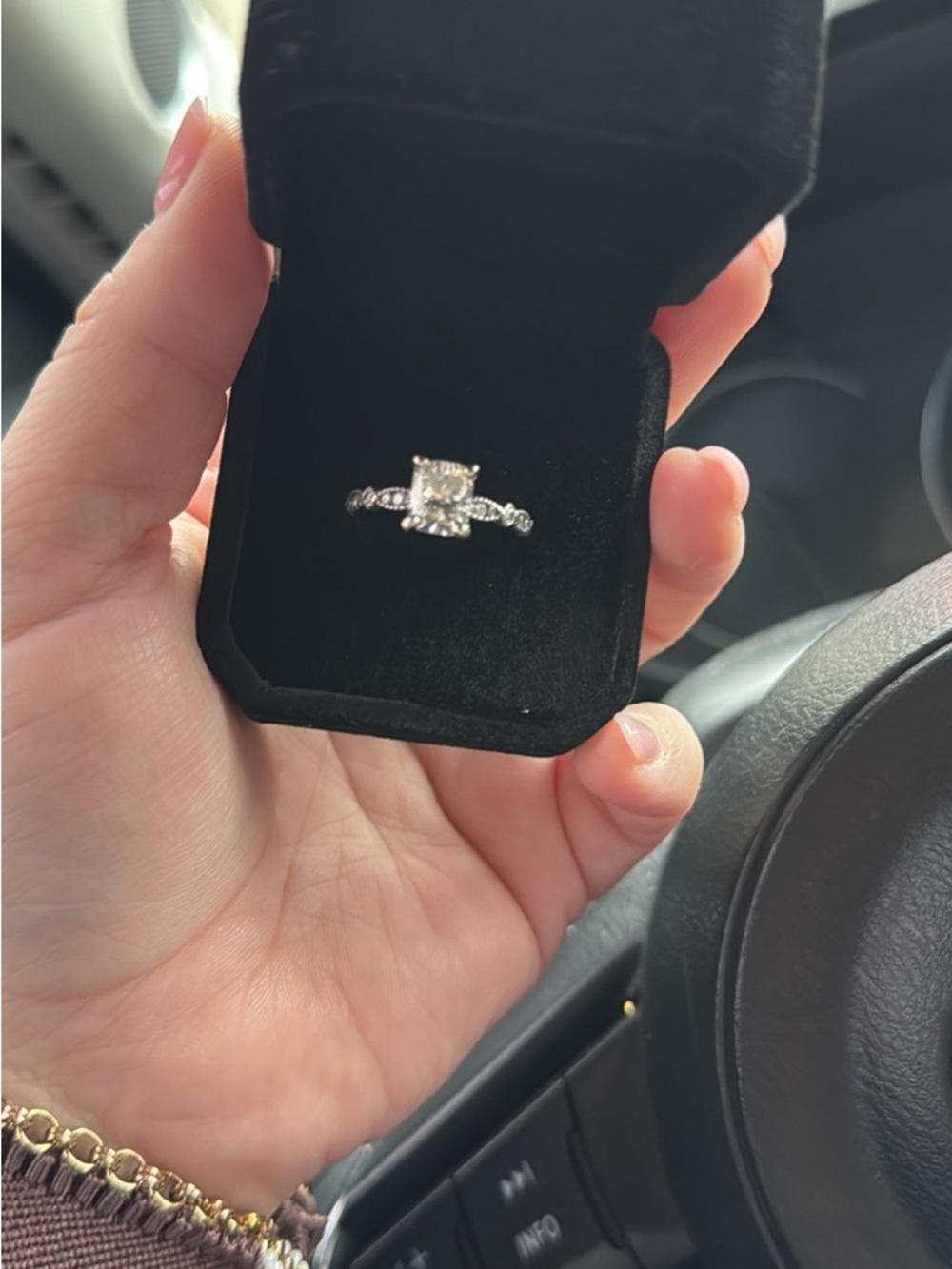 Classic Silver-Tone Clear Stone Engagement Ring